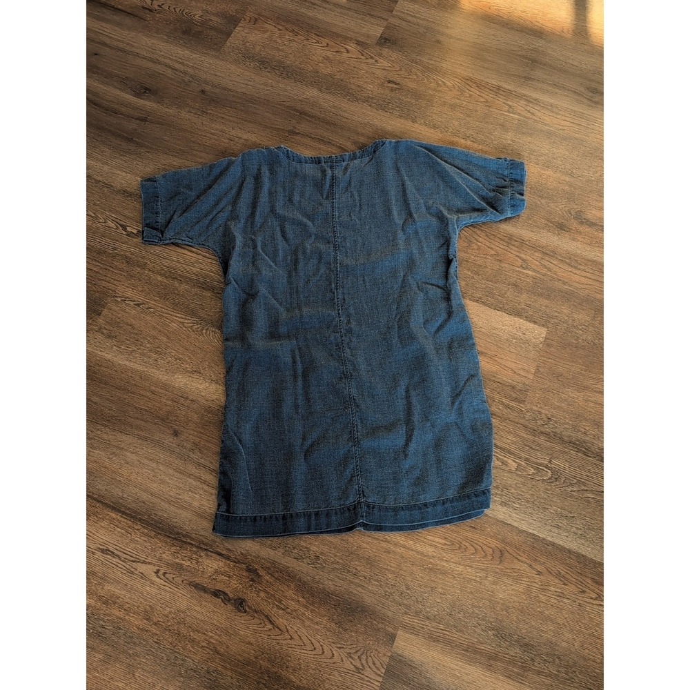 Pure Jill Indigo Blue Linen Blend Shift Dress Short Sleeve Button Shoulder M - Picture 13 of 16